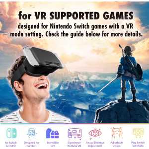 Casque VR Orzly pour Nintendo Switch & OLED avec Lentille Ajustable - Édition Cadeau Noire