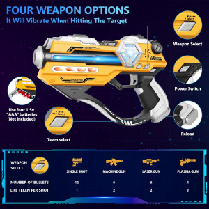 Set Laser Tag 2 pistolets avec gilets LED pour enfants et adultes