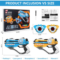 Set Laser Tag 2 pistolets avec gilets LED pour enfants et adultes