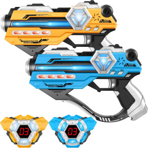 Set Laser Tag 2 pistolets avec gilets LED pour enfants et adultes