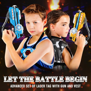 Set Laser Tag 2 pistolets avec gilets LED pour enfants et adultes