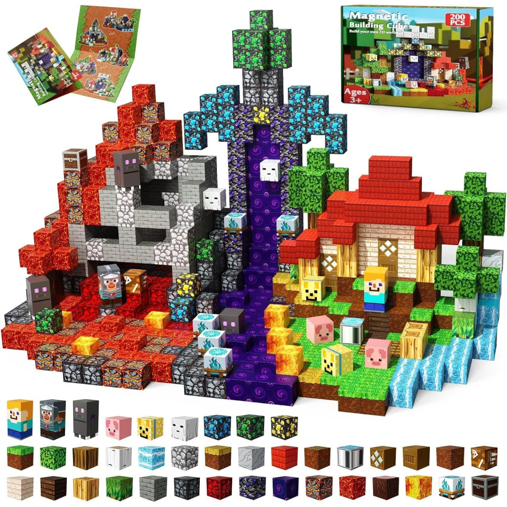 200 PCS Magnetic Blocks - STEM Building Toys for Kids Age 3+