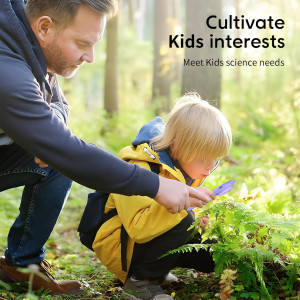 Kids Mini Pocket Microscope - STEM Science Toy for Ages 5-12 (Purple)