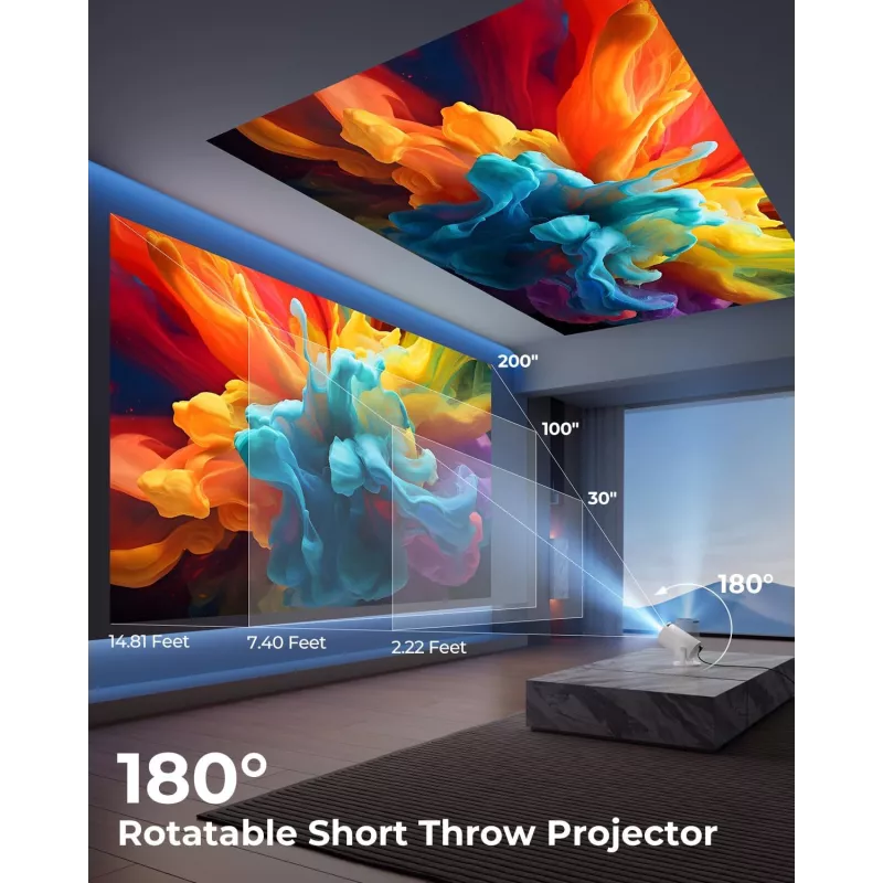 Mini Projecteur CLOKOWE WiFi Bluetooth, 1080P, Rotation 180°