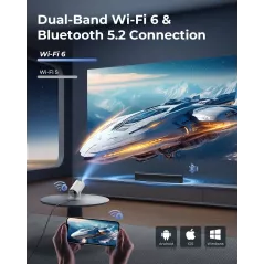Mini Projecteur CLOKOWE WiFi Bluetooth, 1080P, Rotation 180°