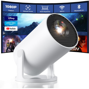CLOKOWE Mini Projector WiFi Bluetooth 1080P Smart Portable w/ Auto Keystone