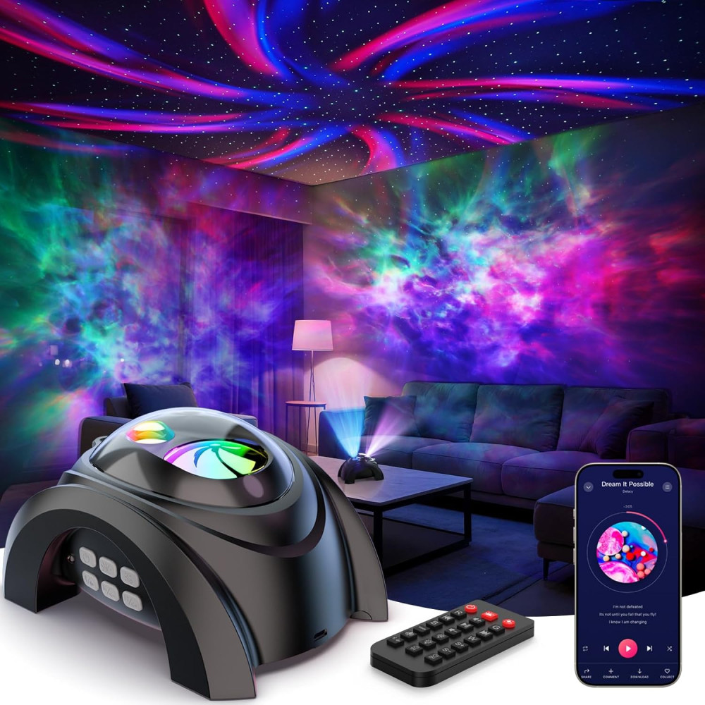 Rossetta Galaxy Projector with Bluetooth Speaker, Timer & Night Light