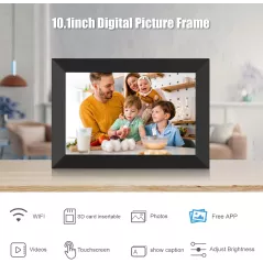 Cadre Photo Numérique WiFi 10,1 IPS HD 1280x800 Tactile, Rotation Auto, Diaporama, Partage à Distance via App