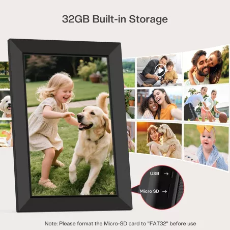 Frameo Cadre Photo Numérique 10,1 WiFi HD IPS Tactile 32 Go Partage Mobile & Auto-Rotation Mural