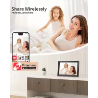 Cadre Photo Numérique Frameo 10,1 WiFi HD IPS Tactile 1280x800, Auto-Rotation, Mural, Partage Instantané