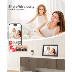 Cadre Photo Numérique Frameo 10,1 WiFi HD IPS Tactile 1280x800, Auto-Rotation, Mural, Partage Instantané