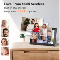 Cadre Photo Numérique 10,1 WiFi HD IPS 1280x800 Écran Tactile Noir, Partage Photos/Vidéos à Distance via Appli