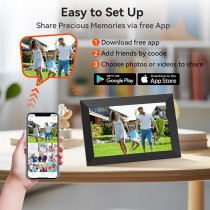 Cadre Photo Numérique 10.1 WiFi HD IPS Tactile Noir