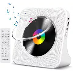 Gueray Lecteur CD Portable Bluetooth avec Haut-parleurs HiFi, Radio FM, Écran LCD, Minuteur, USB Type-C