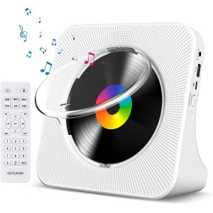 Gueray Lecteur CD Portable Bluetooth avec Haut-parleurs HiFi, Radio FM, Écran LCD, Minuteur, USB Type-C