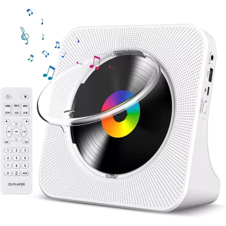Gueray Lecteur CD Portable Bluetooth avec Haut-parleurs HiFi, Radio FM, Écran LCD, Minuteur, USB Type-C