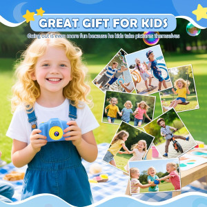 Desuccus Kids HD Digital Camera Toy with 32GB Card for Ages 3-9 - Blue
