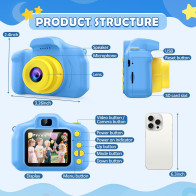 Desuccus Kids HD Digital Camera Toy with 32GB Card for Ages 3-9 - Blue