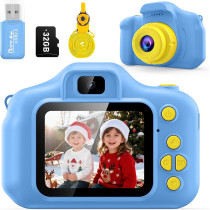 Desuccus Kids HD Digital Camera Toy with 32GB Card for Ages 3-9 - Blue