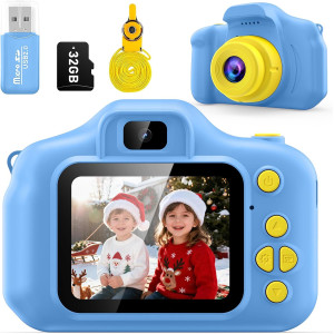 Caméra Enfants HD Cadeau Noël Anniversaire 3-9 Ans Bleu