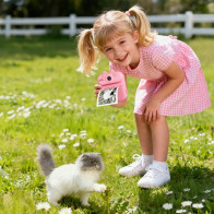 Gleeglee Kids Instant Print Camera 1080P - Pink Cat Toy Gift