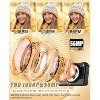 2025 Kids Digital Camera 56MP FHD 1080P 16x Zoom Anti-Shake Gift Black