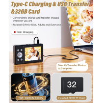 2025 Kids Digital Camera 56MP FHD 1080P 16x Zoom Anti-Shake Gift Black