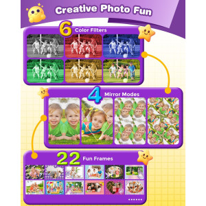 Kids Camera Instant Print - HD Video Digital Toy for Ages 3-12, Purple