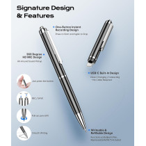 64GB Voice Recorder w/ AI Noise Reduction, 7200Hrs & 90-Day Storage