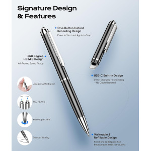 64GB Voice Recorder w/ AI Noise Reduction, 7200Hrs & 90-Day Storage