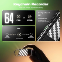 64GB Voice Activated Recorder - 4800Hrs MP3 Digital Dictaphone