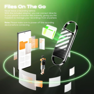 Dictaphone 64GB 4800h avec Réduction de Bruit AI – Enregistreur Vocal