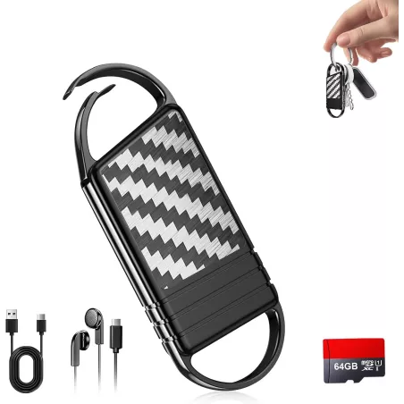 Dictaphone 64GB 4800h avec Réduction de Bruit AI – Enregistreur Vocal