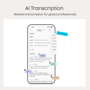 Enregistreur Vocal AI Plaud Note, Transcription & Résumé, 64GB, 112 Langues, Bleu Marine, Version Standard
