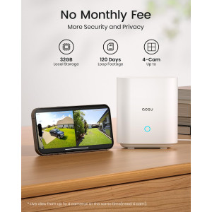 aosu Wireless Outdoor Security Camera, 2K HD, 240-Day Battery, No Sub