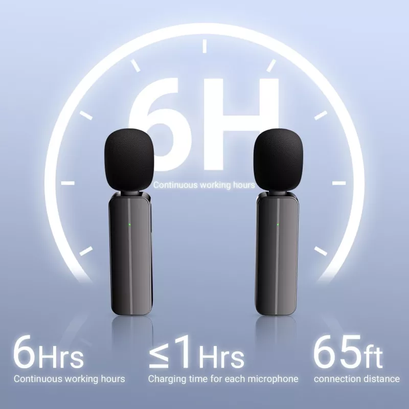 Microphone Lavalier Sans Fil 2 en 1 pour iPhone & Android