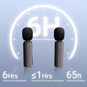 2 Pack Wireless Mini Lavalier Mics for iPhone & Android – 65ft Range