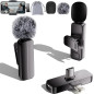 Pack de 2 Micros Lavalier Sans Fil pour iPhone & Android, Clip Dual, Réduction Bruit, 6H, Noir