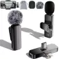 Pack de 2 Micros Lavalier Sans Fil pour iPhone & Android, Clip Dual, Réduction Bruit, 6H, Noir