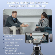 2 Pack Wireless Mini Lavalier Mics for iPhone & Android – 65ft Range