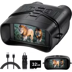 Jumelles Vision Nocturne 4K avec Écran HD 3, Batterie 5000mAh, Carte 32GB, Noir - Camping & Sécurité