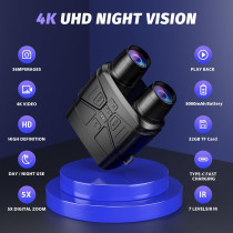 4K Night Vision Goggles with 5000mAh Battery & 32GB Storage - Black