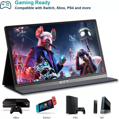 KYY Écran Portable 15,6 FHD HDR USB-C HDMI Gaming PC Mac