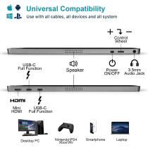 KYY Écran Portable 15,6 FHD HDR USB-C HDMI Gaming PC Mac