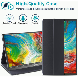 KYY 15.6 Portable 1080P FHD USB-C Gaming Monitor with Speakers & Cover