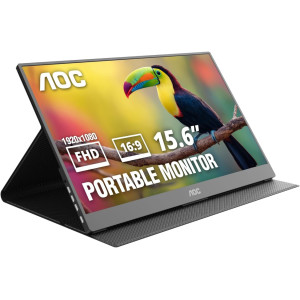 Écran Portable AOC 16T20 15,6 FHD IPS USB-C HDMI, Haut-parleurs Intégrés, Compatible Laptop, PS5, Xbox