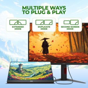 AOC 16T20 15.6 FHD Portable Monitor with USB-C, HDMI & Speakers