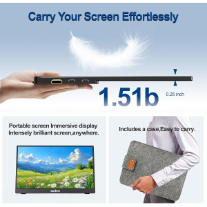 InnoView 15.6 Portable Monitor 1080P with Adjustable Stand & Sleeve