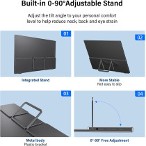 InnoView 15.6 Portable Monitor 1080P with Adjustable Stand & Sleeve