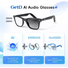 Lunettes Intelligentes GetD AI Unisexes – Traduction 145 Langues, Bluetooth, Verres Photochromiques, 11H Musique